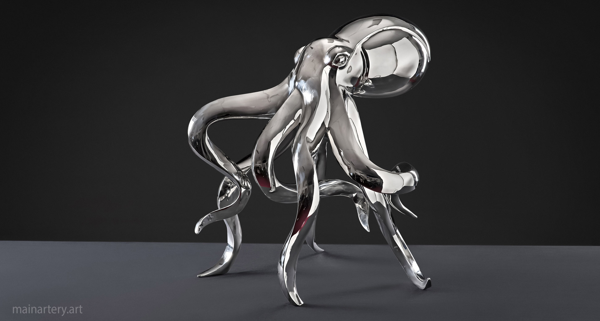 freestanding stainless steel organic interior art image