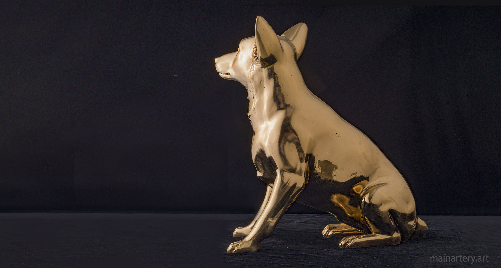 small bronze dog artwork sculpture image